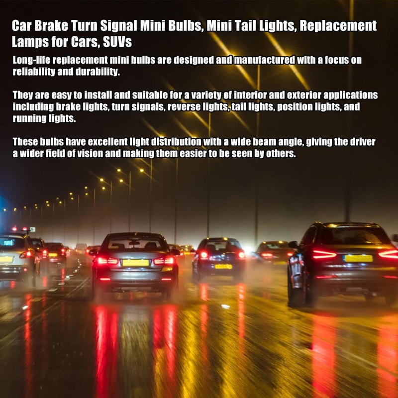 BTFO 100pcs 194 Light Bulb, Clear 194 Led Bulb License Plate Side Marker Lights w5w 1/4 Wedge Base 12V 5W t10 2825 Automotive Tag Car Signal Interior Tail Turn Brake Replacement - Image 4